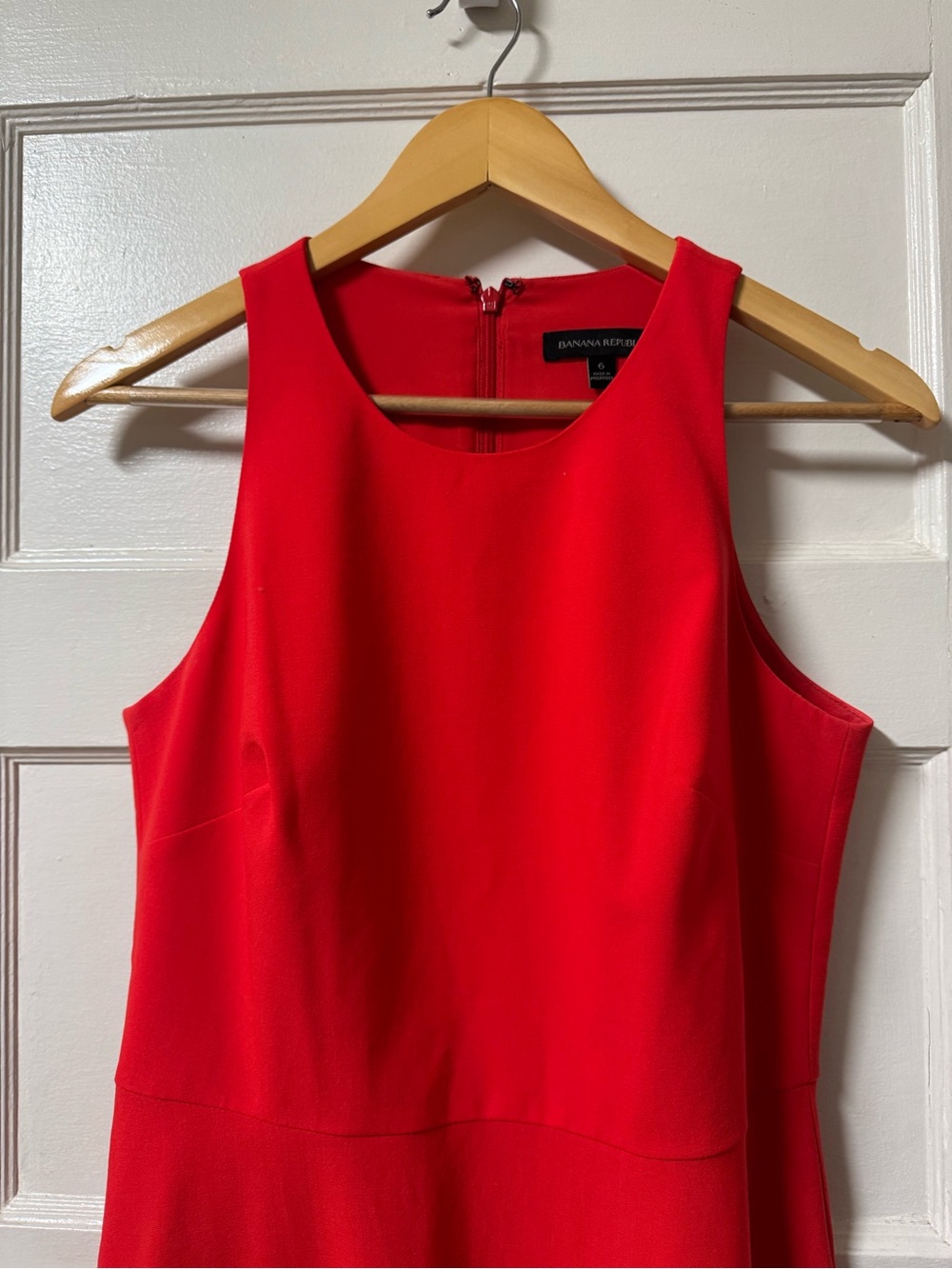 Banana Republic Bright Red Orange Sleeveless Dress Wool Blend size 6 - Picture 2 of 10